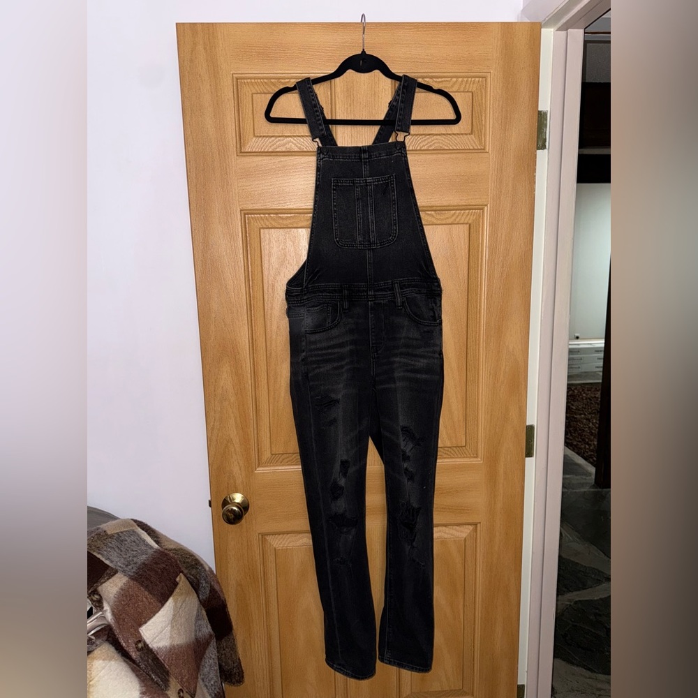 American Eagle Black Denim Overalls